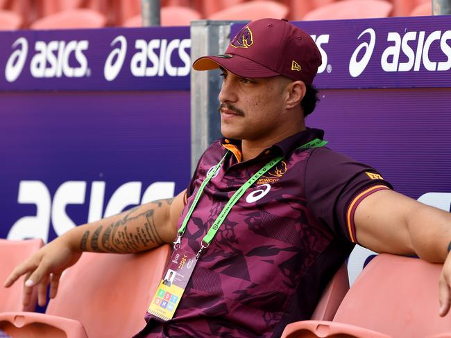 Brisbane star Kotoni Staggs says he couldn’t bring himself to attend Broncos games during his recovery from a torn ACL. y Bradley Kanaris/Getty Images)