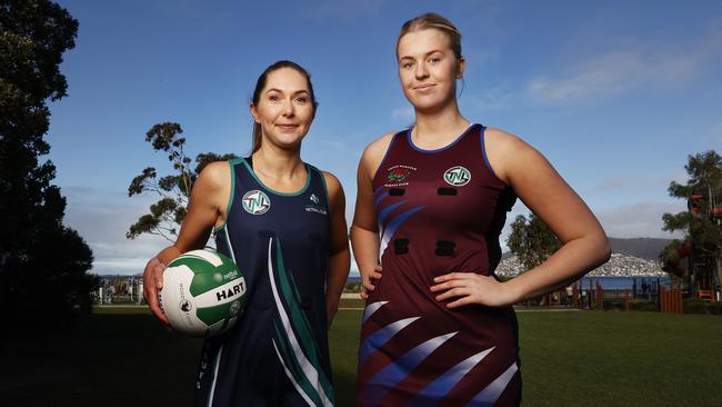Nicole Hunt Kingston and Jess Owen Cripps who will play in the semi final.  Preview to the livestreamed Tasmanian Netball League semi finals.  Picture: Nikki Davis-Jones