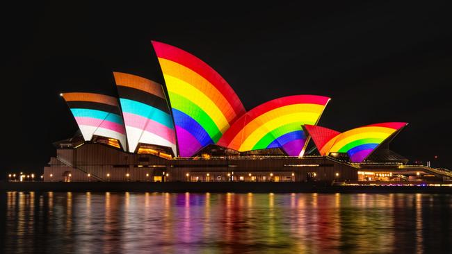 During 2023’s World Pride in Sydney the Opera House was lit up – nothing of the sort is happening in Washington DC. Credits: Photograph by Phillip Glanz; Design by Marie Schultz
