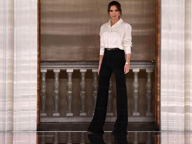 British fashion designer Victoria Beckham during the finale. Picture: AFP