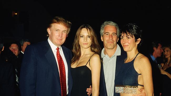 Donald Trump and his girlfriend (and future wife) Melania, convicted sex offenders Jeffrey Epstein and Ghislaine Maxwell pose together at Mar-a-Lago in 2000. Picture: Getty