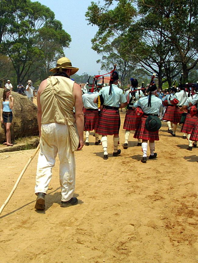 Convict punishment at Old Sydney Town. Picture: Guy Wilmott.