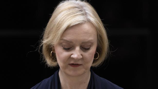 Liz Truss announces her resignation as Prime Minister in Downing Street. Picture: Getty Images