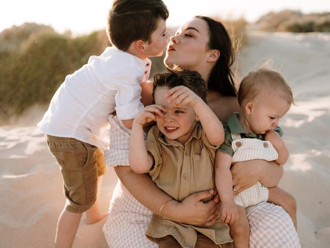 Archer and his mum Bryanna and siblings. The family is part of the ORIGINS study in WA. Image supplied