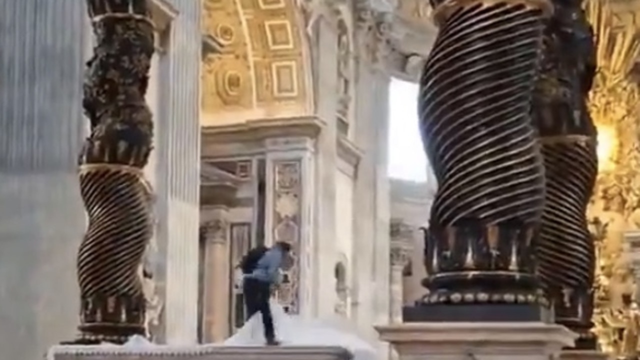 Candelabra damaged after man mounts Vatican altar