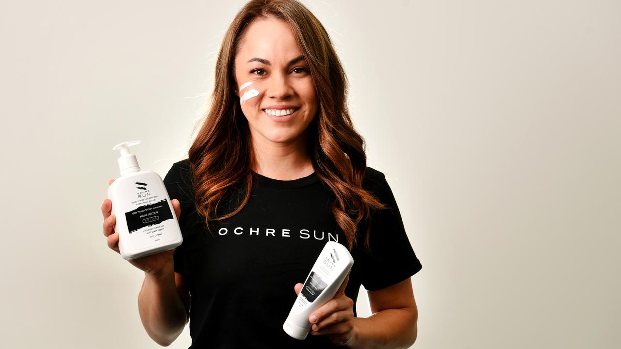 Alana Kennedy has created Ochre Sun, a PPE sunscreen that contains sustainably and ethically sourced Indigenous botanicals. Picture: Alix Sweeney