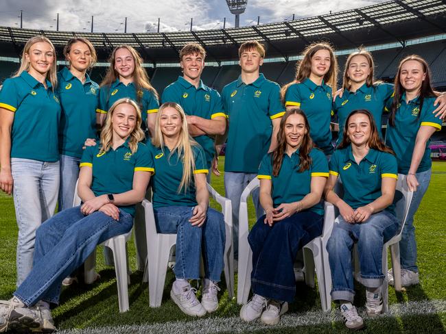 The largest Australian gymnastics team heading to the Olympics. Picture: Jake Nowakowski