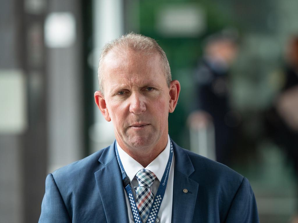 Police union president Ian Leavers leaves Brisbane Magistrates court after giving evidence at the Hannah Clarke inquest. Picture: Brad Fleet