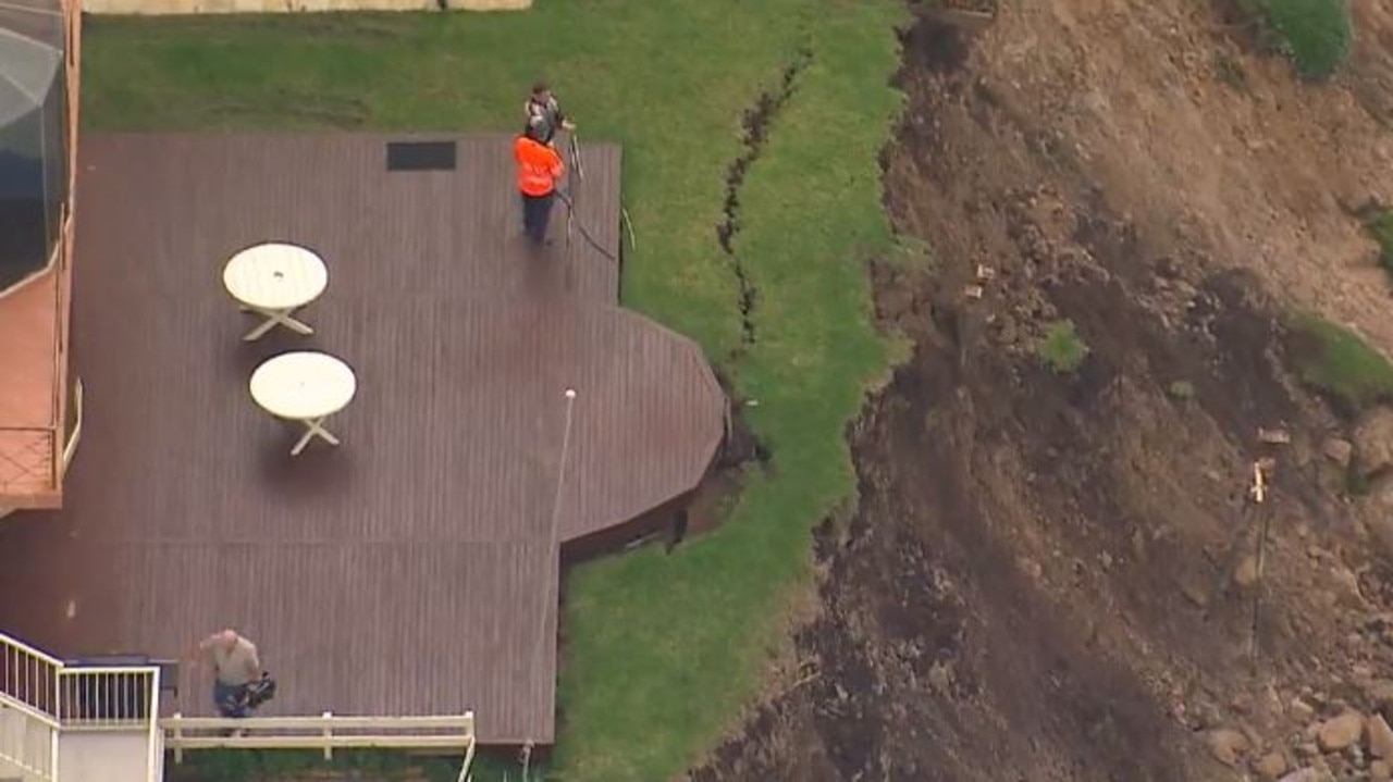 Huge cracks have appeared in the cliff face. Picture: Seven News