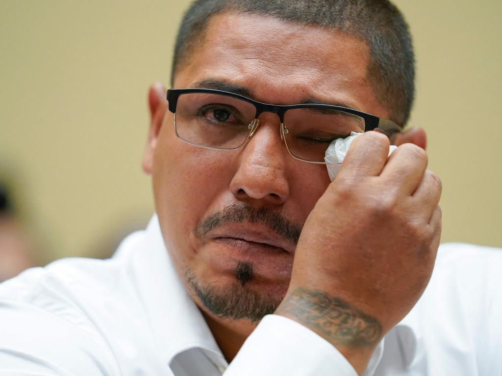 Miguel Cerrillo, father of Miah Cerrillo, testifies before Congress. Picture: AFP.