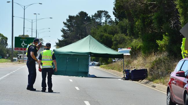 Police at the scene of the crash. Picture: Nicki Connolly