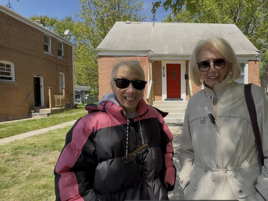 Sisters Leslie and Victoria Pinter visit the Pope’s childhood home. Picture: Vanessa Marsh