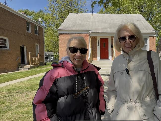 Sisters Leslie and Victoria Pinter visit the Pope’s childhood home. Picture: Vanessa Marsh