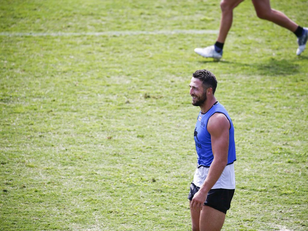 South Sydney Rabbitohs player, Sam Burgess, at a training session at Redfern Oval after splitting with wife Phoebe Burgess. Picture: Dylan Robinson