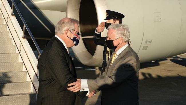 Scott Morrison arrives in New York ahead of meetings with Joe Biden and other world leaders. Picture: Adam Taylor