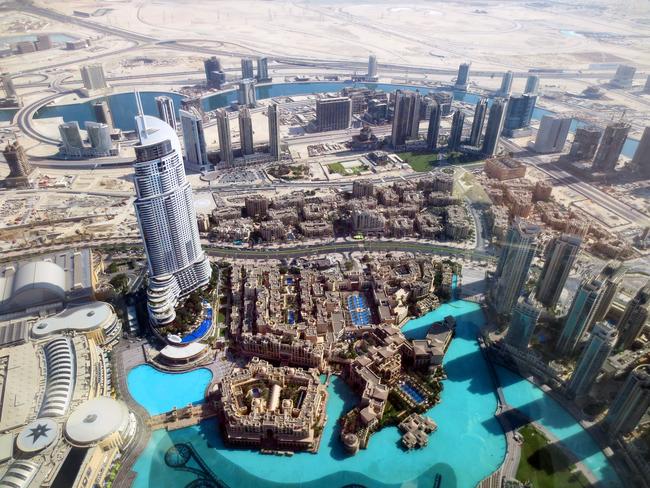 Other skyscrapers and structures, along with pools, surround the Burj. Picture: Kate Schneider