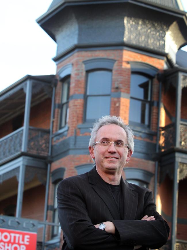 Burnie Mayor Steve Kons in front of his newly developed IKON Hotel at Burnie