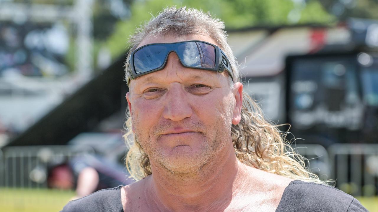 Leonard Jackson vying for best mullet at the VALO Adelaide 500. Picture: Brenton Edwards