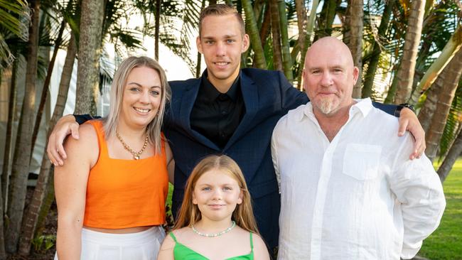Melissa, Belle, Harley and Johnno Smith at the Mackay Northern Beaches State High School Senior Formal Class of 2022 held at Mantra Mackay Marina. Picture: Michaela Harlow