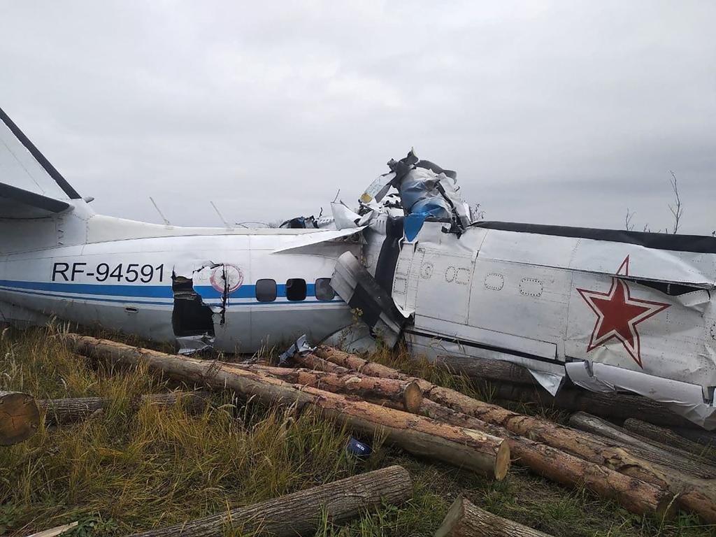 Wreckage at a site of the L-410 plane crash near the town of Menzelinsk in the Republic of Tatarstan. Picture: AFP Photo