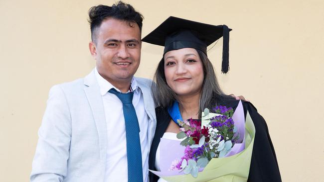 Namrata Chauhan and Sujan Khandka. UniSQ graduation ceremony at Empire Theatre, Tuesday June 27, 2023.