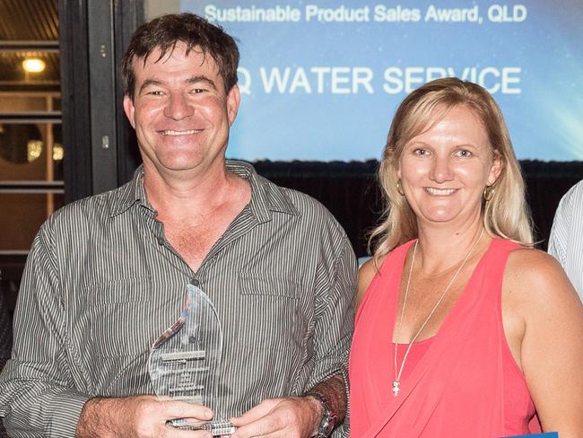 Anthony Kliese and Julie Kliese at an awards night where NQ Water and subsidiary, Poolsmartz won the award for the AstralPool Sustainable Product Sales for Queensland for 2016. Photo contributed.