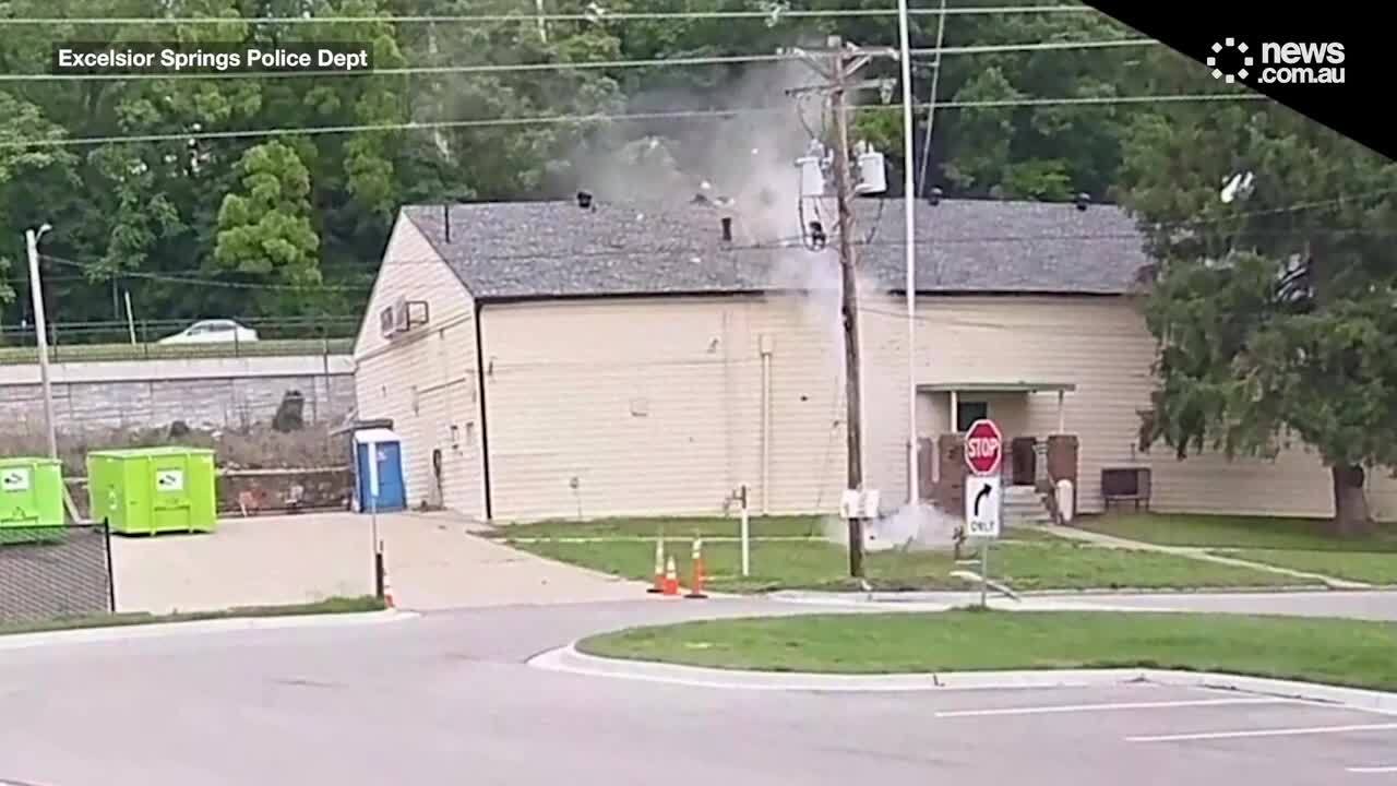 Insane moment car plunges into veteran's hall for 2nd time in 3 months