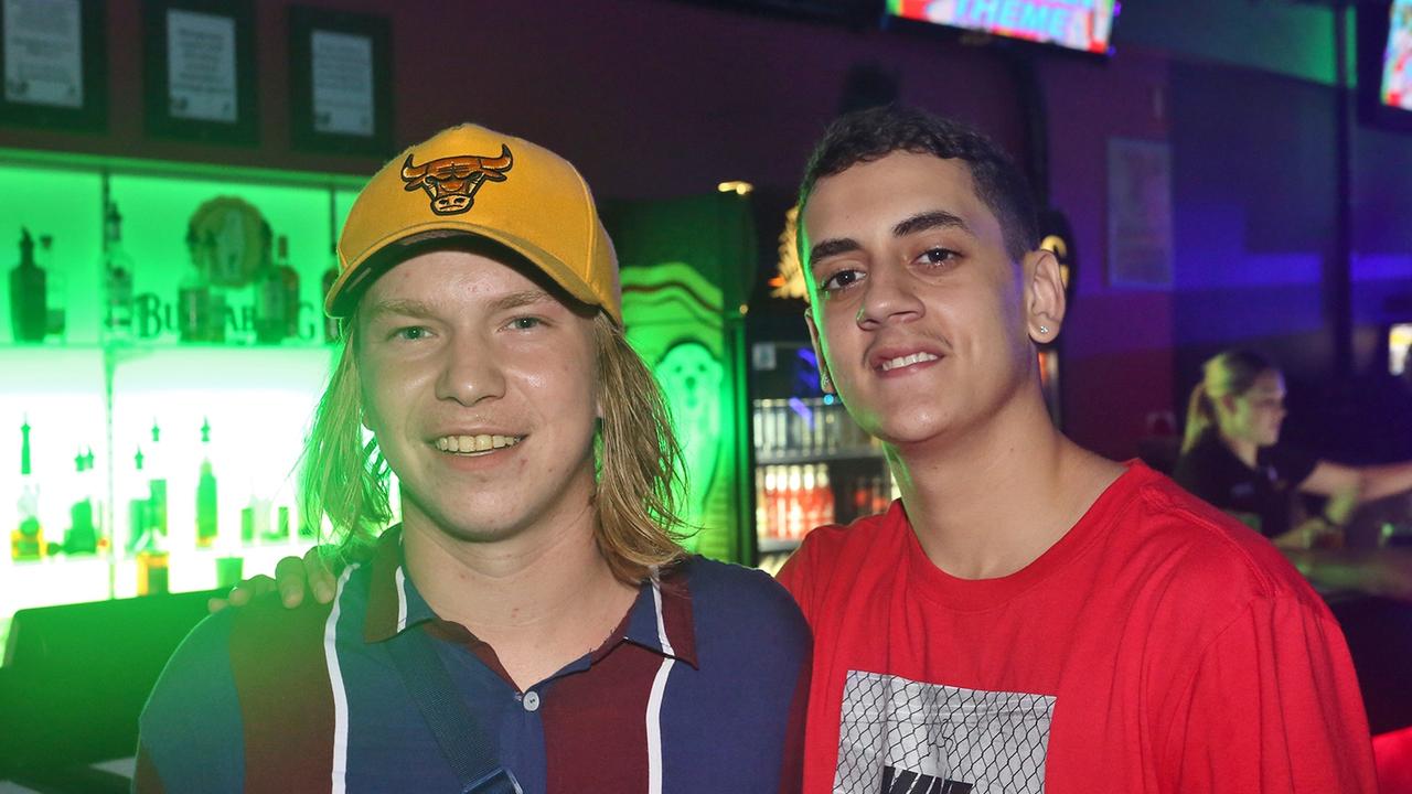 L-R Tyson Hornung and Tyreak Goltz at Zodiac Nightclub.Photo Liam Fahey / Morning Bulletin