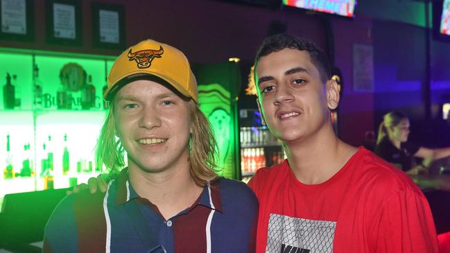 L-R Tyson Hornung and Tyreak Goltz at Zodiac Nightclub.Photo Liam Fahey / Morning Bulletin