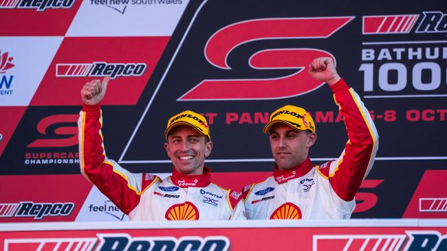 Tony D'Alberto and Anton de Pasquale after finishing third at the 2023 Bathurst 1000, (Photo by Daniel Kalisz/Getty Images)