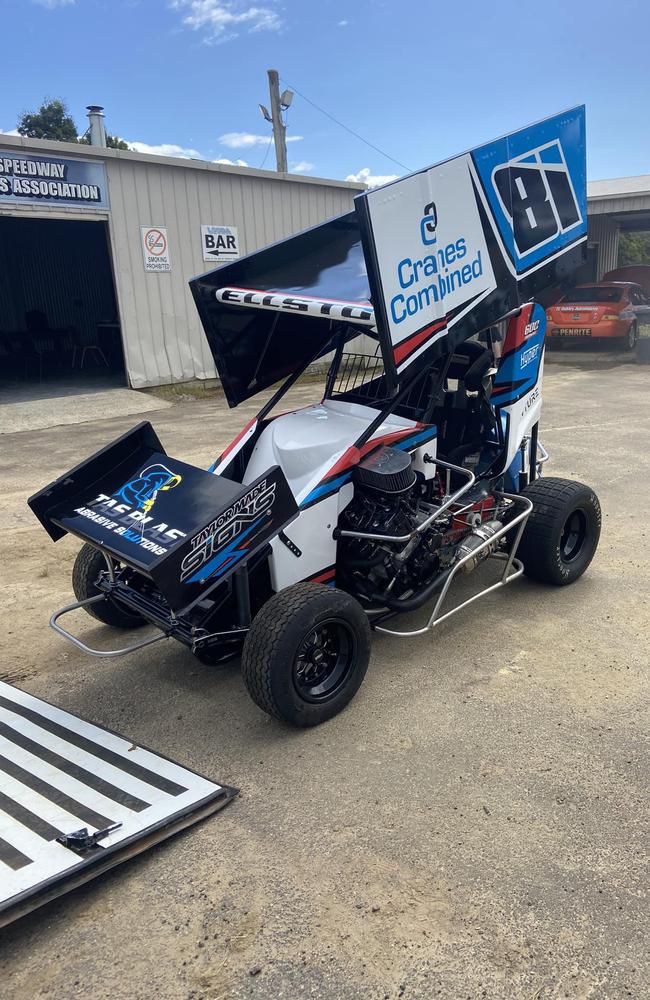 Launceston Formula 500 driver Bayden Ellston has sustained multiple skull fractures after a horror crash at Hobart Speedway on March 4, 2023. His vehicle is depicted. Picture: Facebook