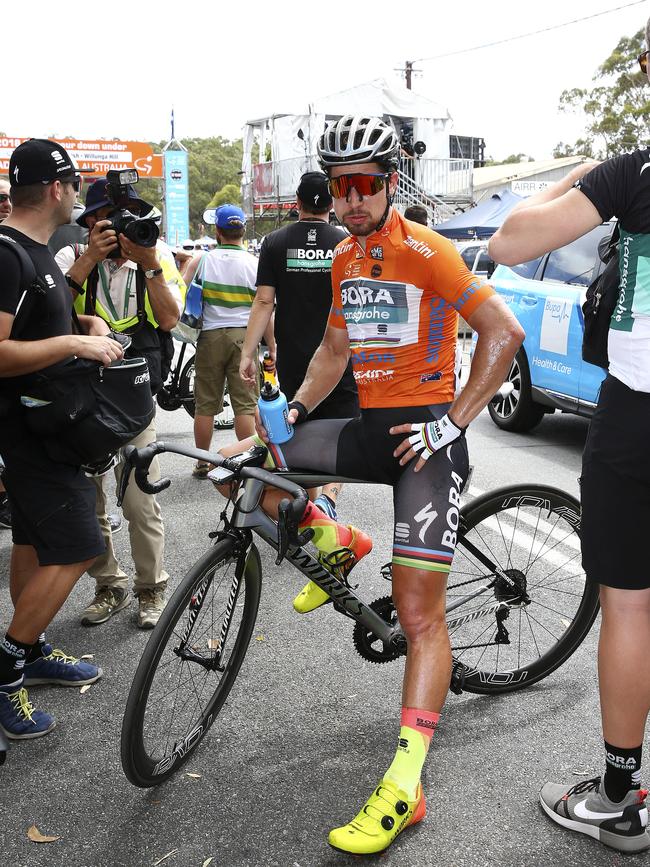 Peter Sagan after stage six of the 2018 Santos Tour Down Under. Picture Sarah Reed