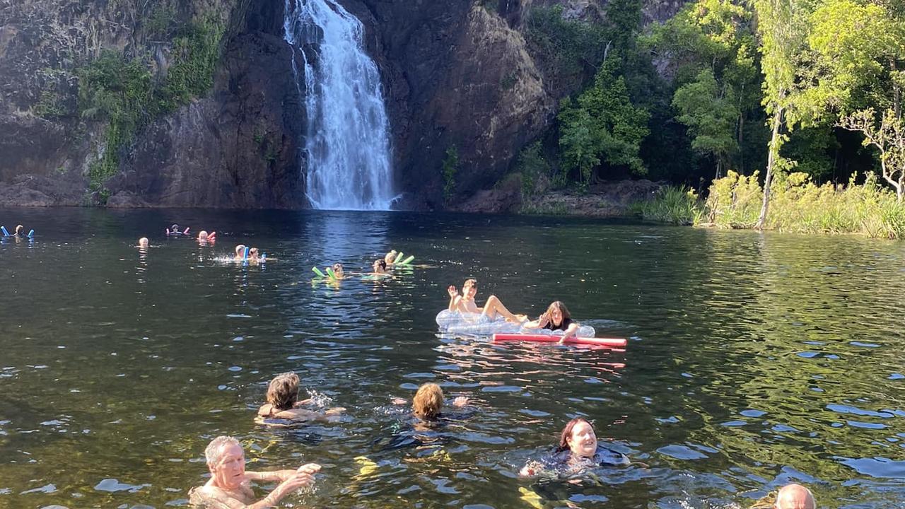 Wangi Falls was full of people on July 10, when a man was attacked by a crocodile. Picture: Darren Dans