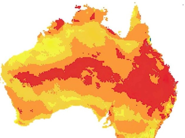 Fire ants suitability map. Picture: Supplied/Invasive Species Council