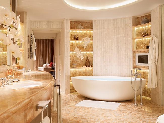 A bathroom inside the luxury Corinthia Hotel in London. Picture: Supplied