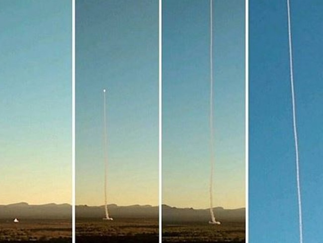 Outer space ... in October, a rocket containing a vial of CJ’s ashes was launched into space from the desert in New Mexico. Picture: Facebook/Scattering CJ courtesy of John Ottoway