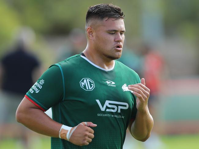 DAILY TELEGRAPH. Josh Schuster at South Sydney Rabbitohs NRL team training. USANA Rabbitohs Centre, Maroubra. Monday 10/03/2025. Picture by Max Mason-Hubers