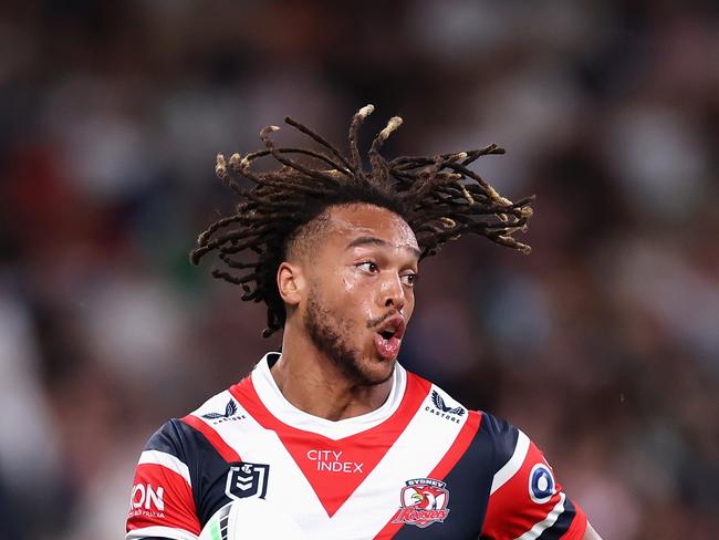 Dominic Young of the Roosters runs the ball. (Photo by Cameron Spencer/Getty Images)