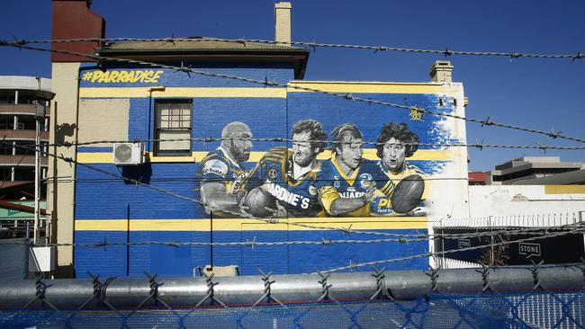 The Parramatta Eels mural on the northern side of the Royal Oak. The pub has been a favourite among Eels fans for decades. Picture: John Appleyard