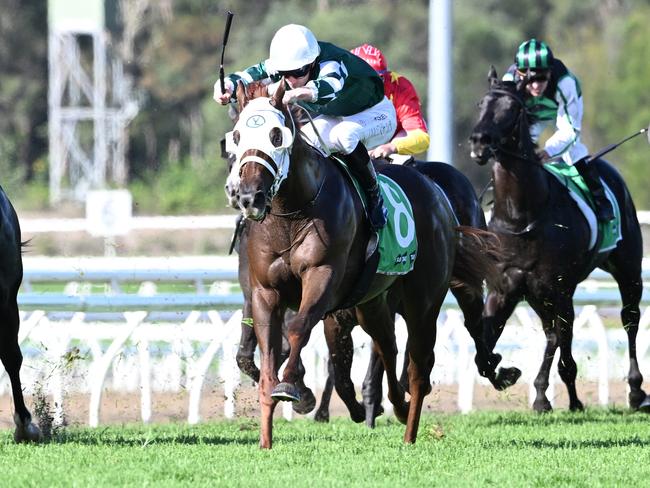 James McDonald rides his way to three winners in as many starters at the Sunshine Coast in the Ken Russell Memorial aboard Althoff. Picture: Grant Peters - Trackside Photography.