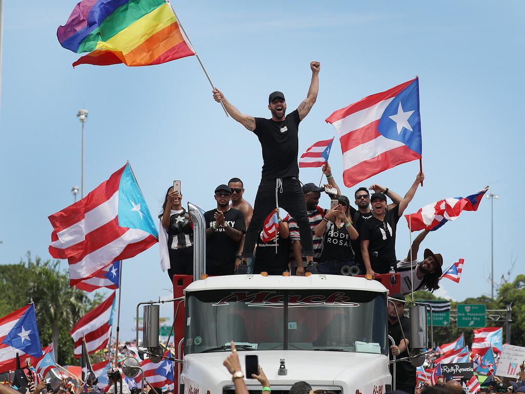 Ricky Martin during a 2019 protest in Puerto Rico. Picture: AFP