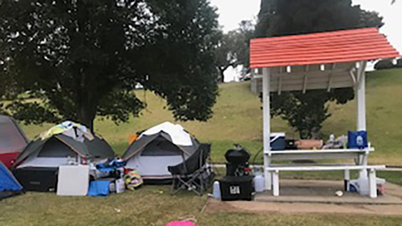 Ms Clark took this photo of tents at Eastern Beach about 5.30am.