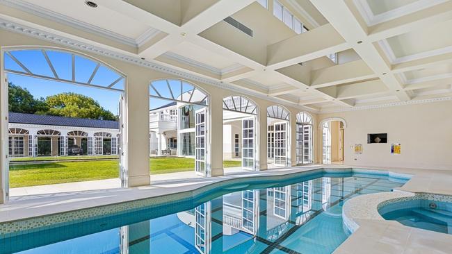 The home has an indoor pool perfect for winter laps.