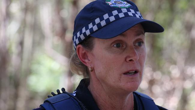 Inspector Karen Shaw speaks to the media at the entrance to Killarney Glen. Photo: Regi Varghese