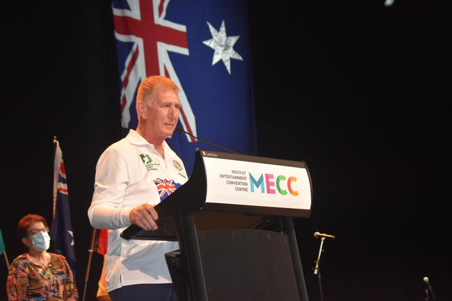 Mackay Citizen of the Year Frank Cowell at the Mackay Australia Day awards at the MECC on January 25, 2022. Picture: Lillian Watkins