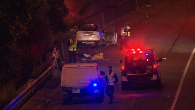 An off-duty nurse has been praised for saving the life of a boy, 12, who was critically injured when an alleged stolen car full of youths crashed on the Pacific Motorway on the Gold Coast. Picture: 7 News