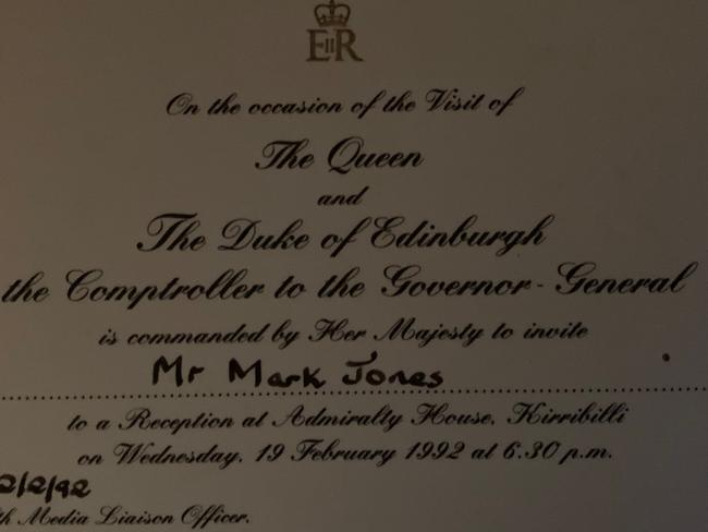 The invitation Mark Jones received to meet the Queen