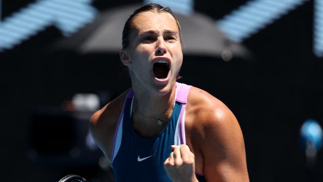 Aryna Sabalenka has struggled with her serves, finishing 2022 with the most double faults. Picture: AFP.