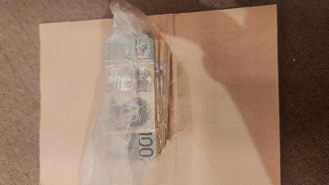 The cash found at Brandon Verban’s house. Photo: Courts SA