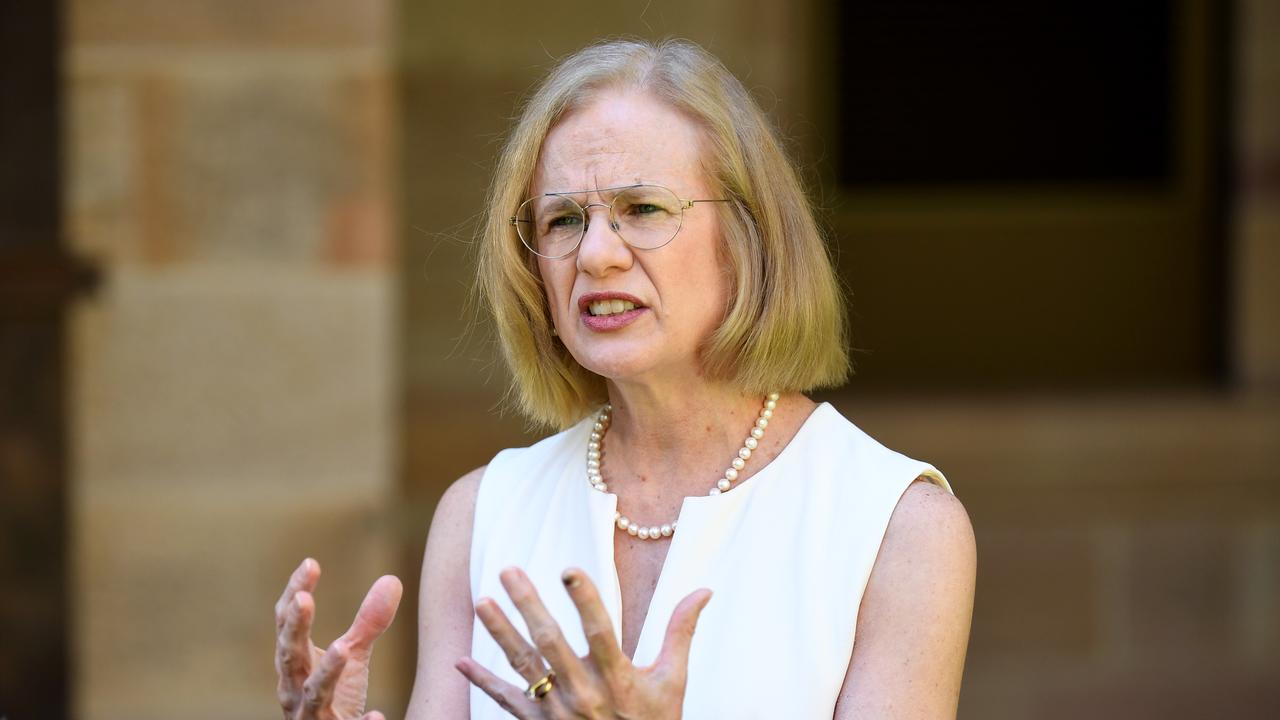 Queensland Chief Health officer Dr Jeanette Young speaks during a press conference at Parliament House. Picture: NCA NewsWire / Dan Peled